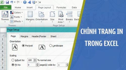 can chinh trang in trong excel